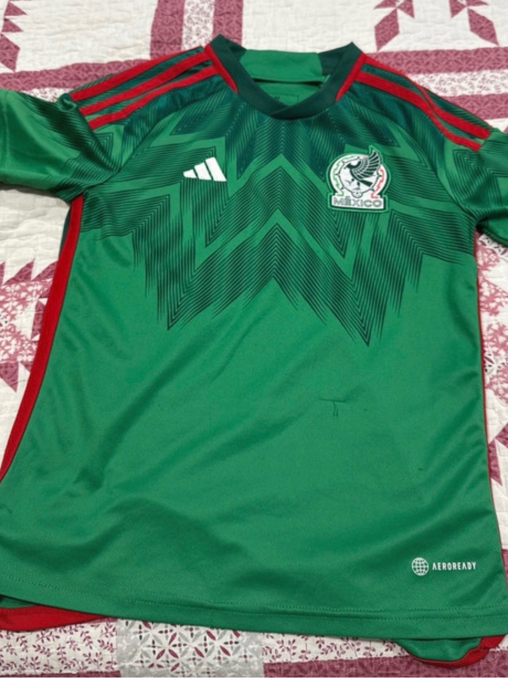 adidas Mexico Kids Green Soccer Jersey with Red Accents